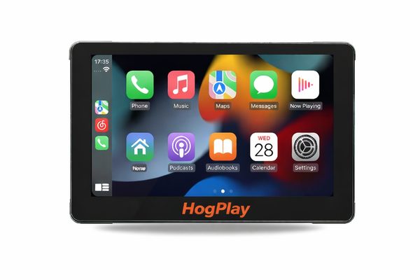HogPlay 7-inch wireless CarPlay motorcycle screen with built-in speakers for Harley-Davidson at Tunes-N-Tint, Lakeland FL