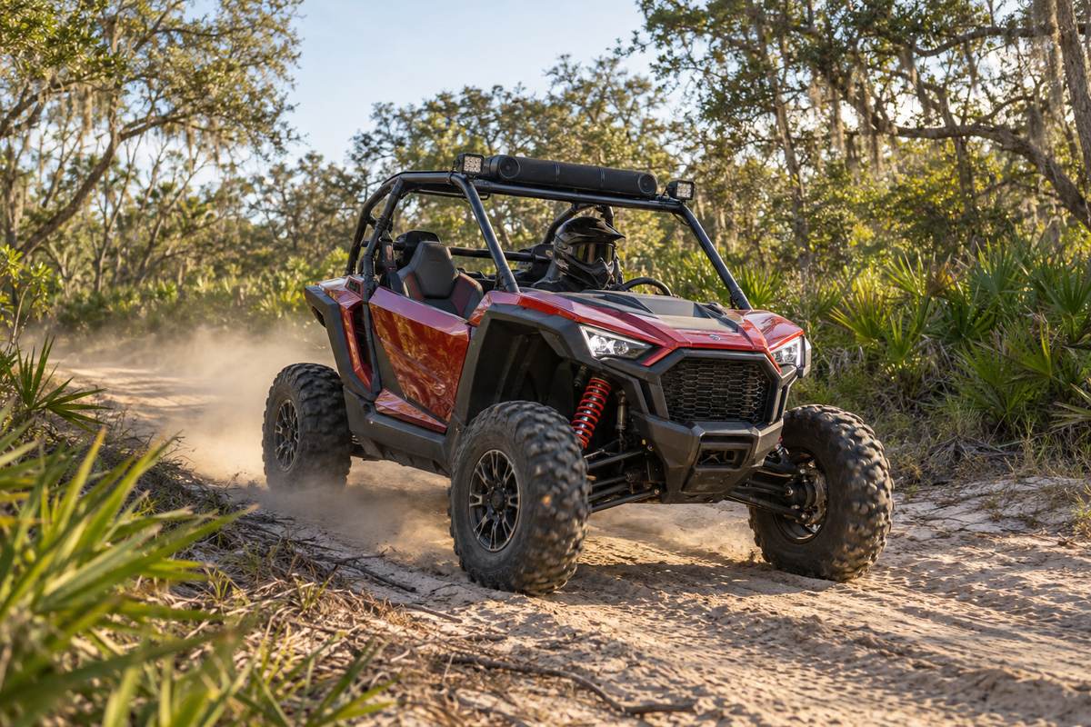 Powersports Audio on a premium vehicle at Tunes-N-Tint, serving Buenaventura Lakes, FL